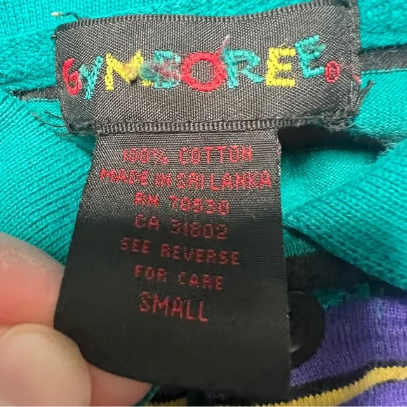 Gymboree Rainbow Tag Vintage 90s Rugby‎ Polo Stripes Teal Long Sleeve Boys - Picture 9 of 10